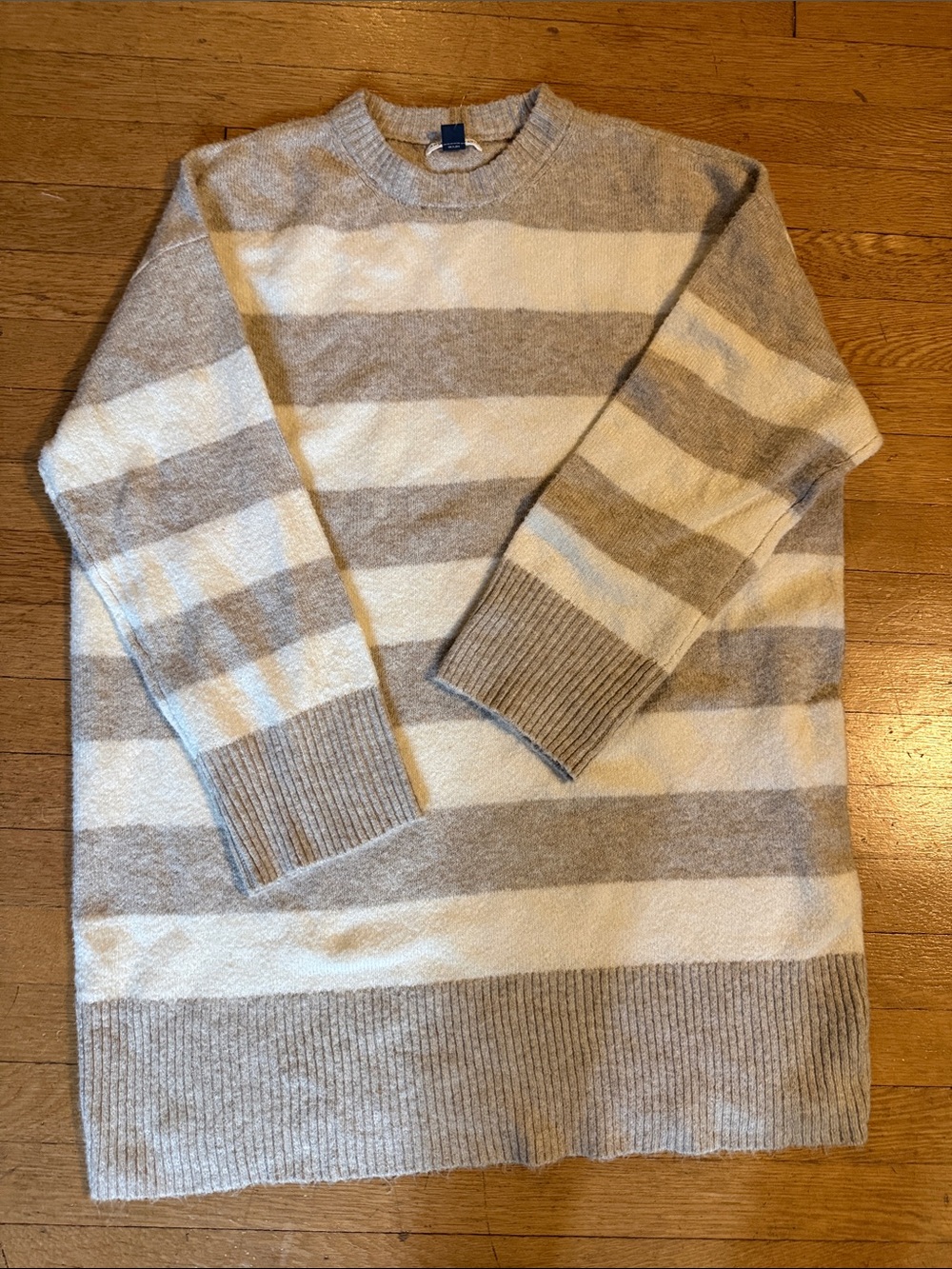 American Eagle Neutral Stripe Crewneck Sweater dress - Cream & Light brown